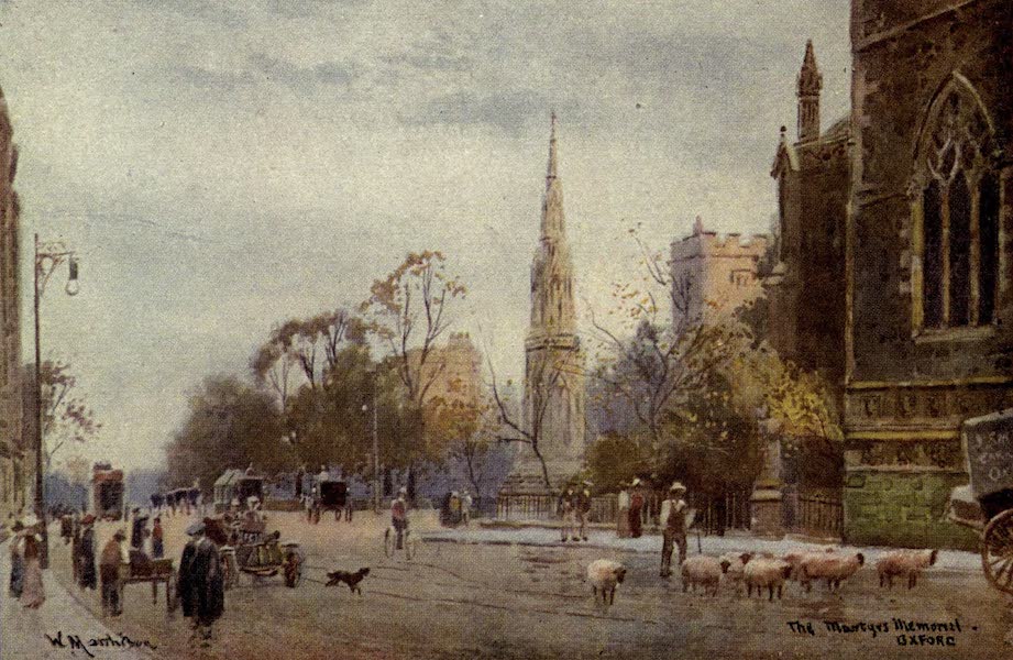 Artistic Colored Views of Oxford - The Martyrs Memorial, Oxford (1900)
