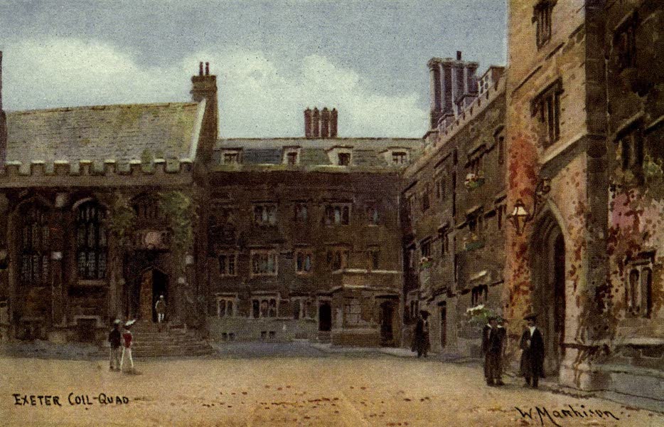 Artistic Colored Views of Oxford - Exeter College Quad (1900)