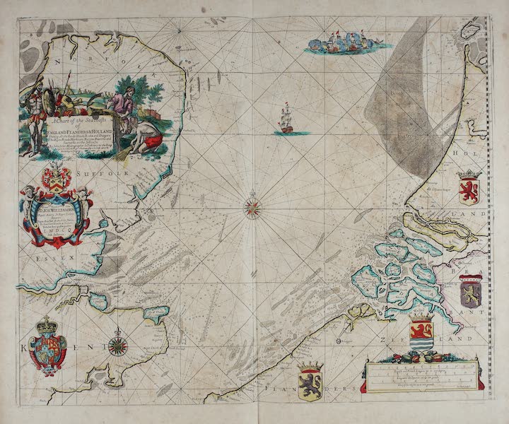Atlas Maritimus, or a Book of Charts - A chart of the sea coasts of England Flanders and Holland (1672)
