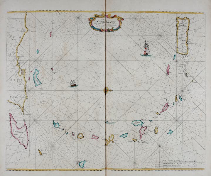 Atlas Maritimus, or a Book of Charts - A chart of the Caribe islands (1672)