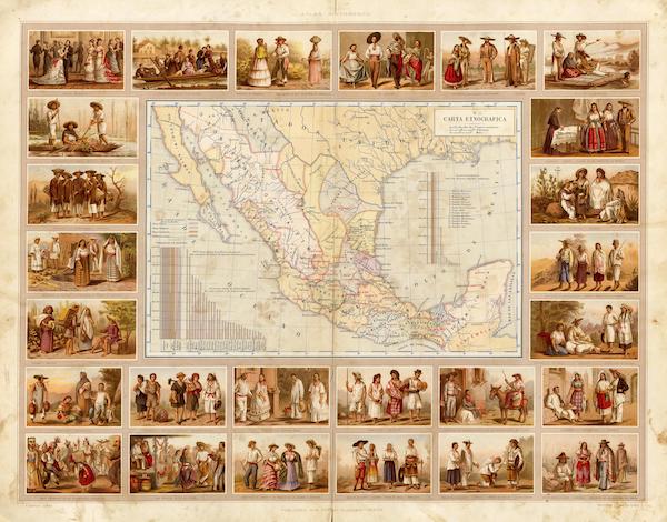 Atlas Pintoresco e Historico De Los Estados Unidos Mexicanos - Carta Etnografica (1885)