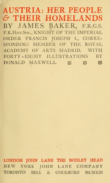 Austria: Her People and Their Homelands - Title Page (1913)