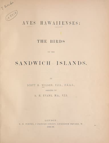 Aves Hawaiienses : the Birds of the Sandwich Islands - Title Page (1890)