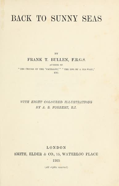 Back to Sunny Seas - Title Page (1905)