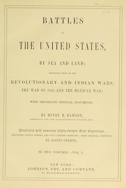 Battles of the United States Vol. I - Title Page (1858)