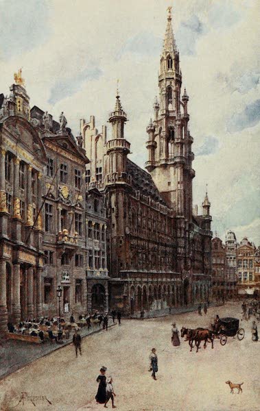 The Hotel de Ville : A Corner of the Grande Place (showing La Maison des Brasseurs, La Maison du Cygne, and La Maison de l'Etoile), Brussels