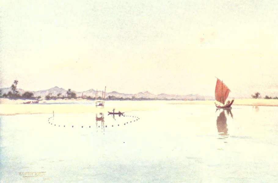 Burma, Painted and Described - Net Fishing on the Irrawaddy (1905)