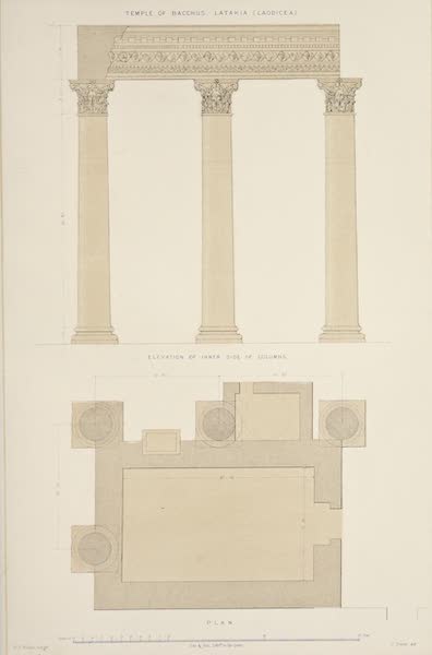 Byzantine Architecture - Elevation and Plan of the Columns of the Temple of Bacchus (1864)