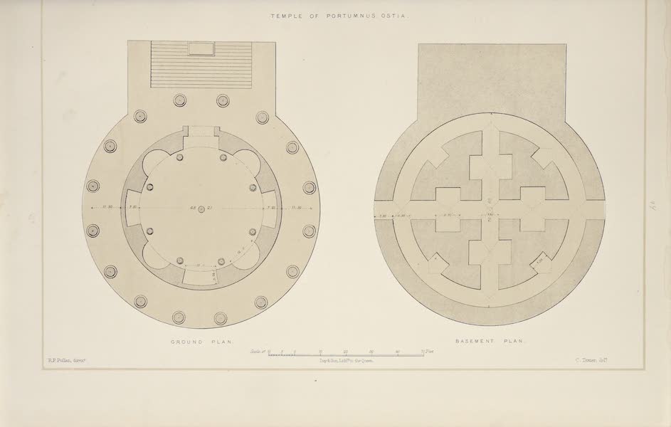 Byzantine Architecture - Plans of the Temple of Portumnus at Ostia (1864)