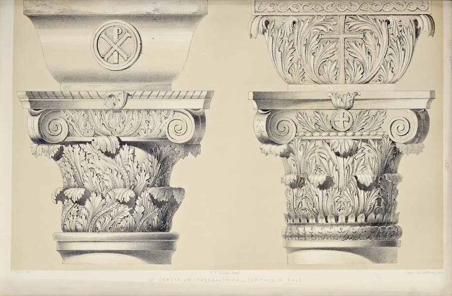 Byzantine Architecture - The Church of St. Demetrius at Thessalonica - Capitals in the Nave [II] (1864)