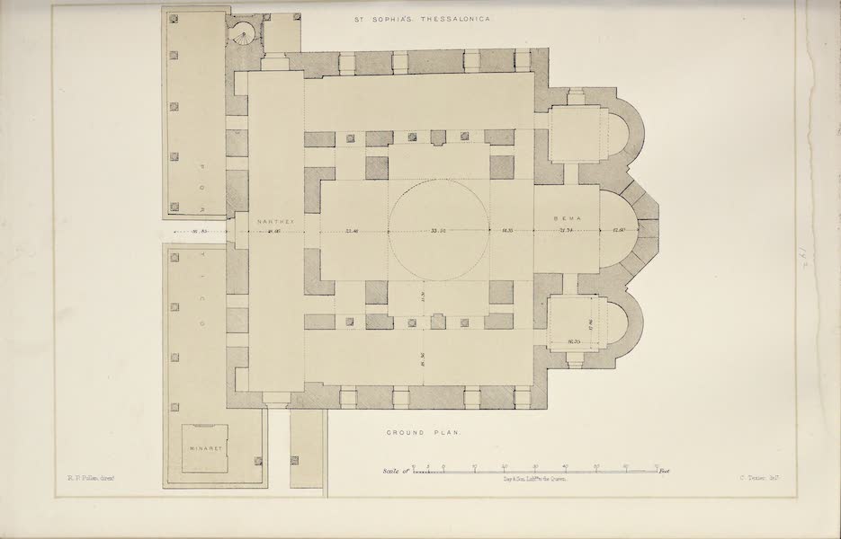 Byzantine Architecture - The Church of St. Sophia, Thessalonica - Plan (1864)