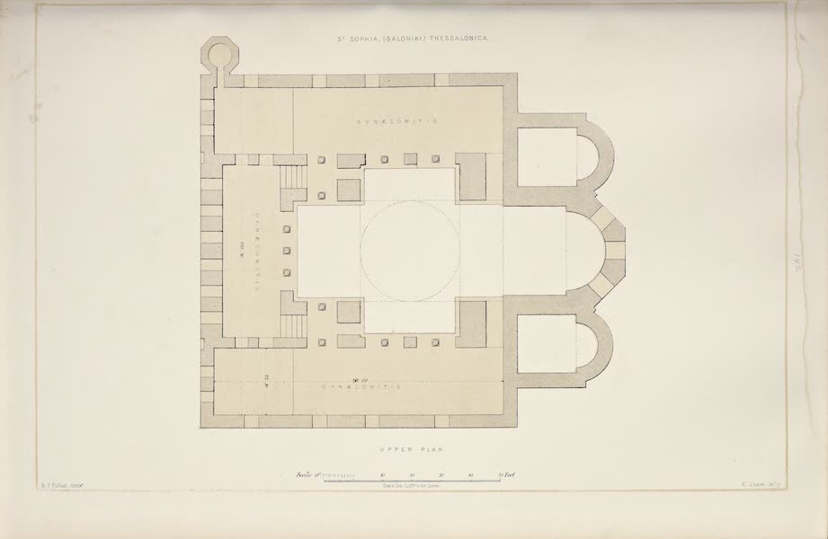 Byzantine Architecture - The Church of St. Sophia, Thessalonica - Plan of the Upper Story (1864)