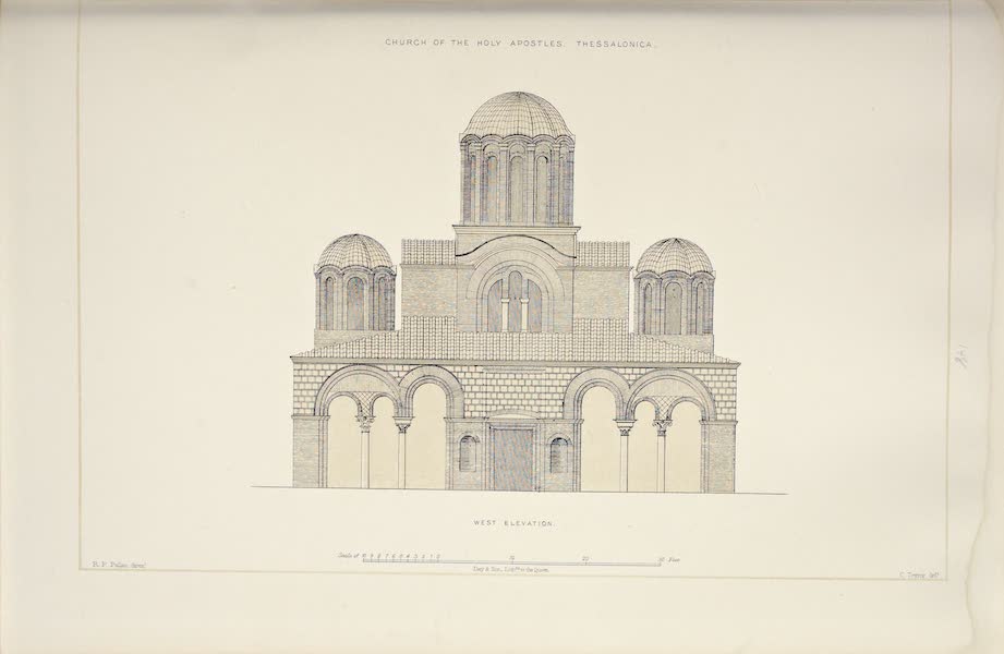 Byzantine Architecture - The Church of the Holy Apostles, Thessalonica - Elevation (1864)
