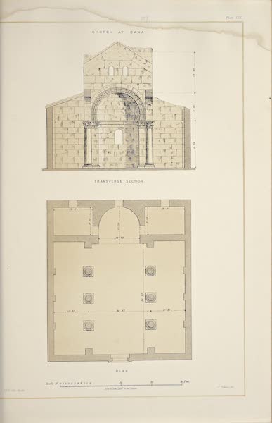 Byzantine Architecture - The Church of Dana - Plan - Transverse Section (1864)