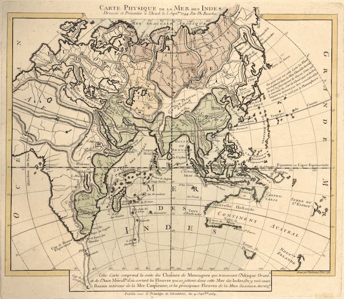 Cartes et Tables de la Geographie Physique ou Naturelle - Carte physique de la mer des Indes (1757)