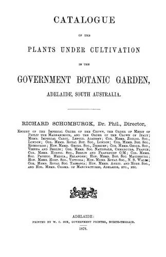 Catalogue of the Plants in the Government Botanic Garden