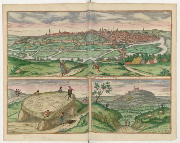 Pictavia Vulgo Poictiers 1561 La Poictiers et Prospectus Montis Henrici