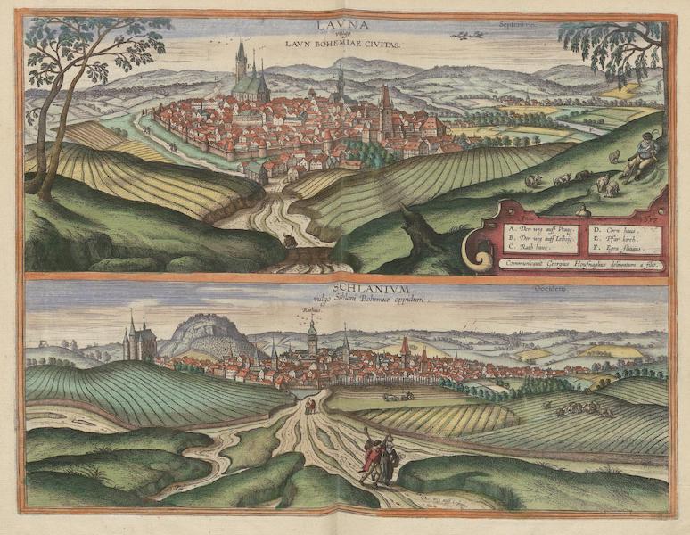 Civitates Orbis Terrarum Vol. 6 - Lavna Vulgo Lavn Bohemiae Civitates et Schlanivm Vulgo Schlani (1617)