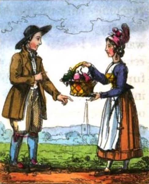 Cosmorama : A View of the Costumes and Peculiarities of all Nations - French Peasants (1827)