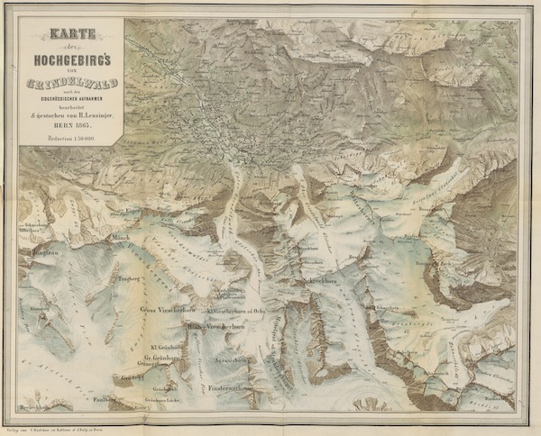 Das Hochgebirge von Grindelwald - Karte des Hochgebirge von Grindelwald (1865)