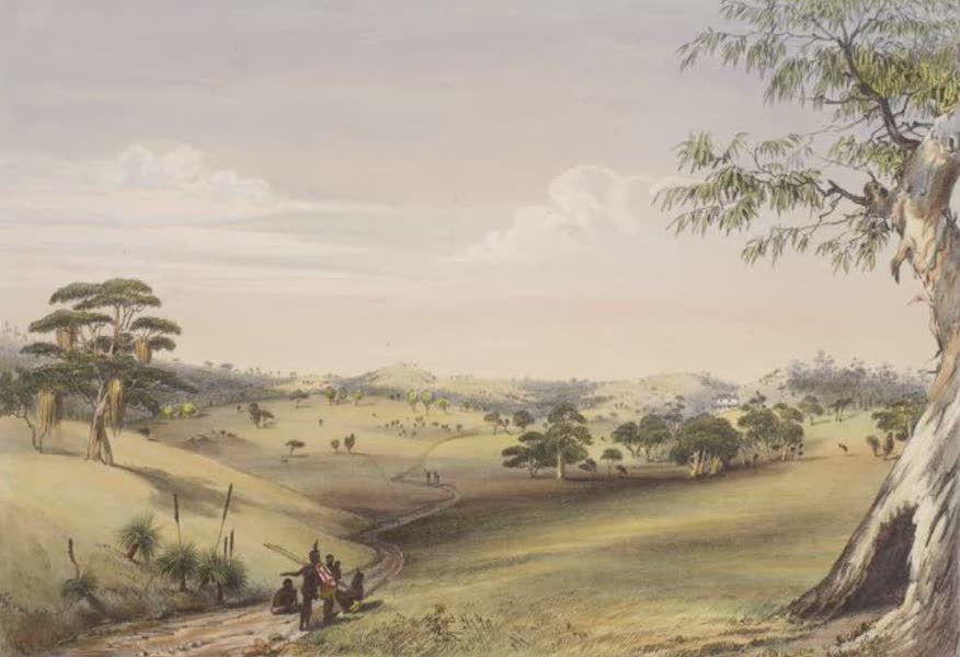 Description of the Barossa Range and its Neighbourhood in South Australia - Salem Valley, from the Road to German Pass. Lindsay House in the distance. (1849)