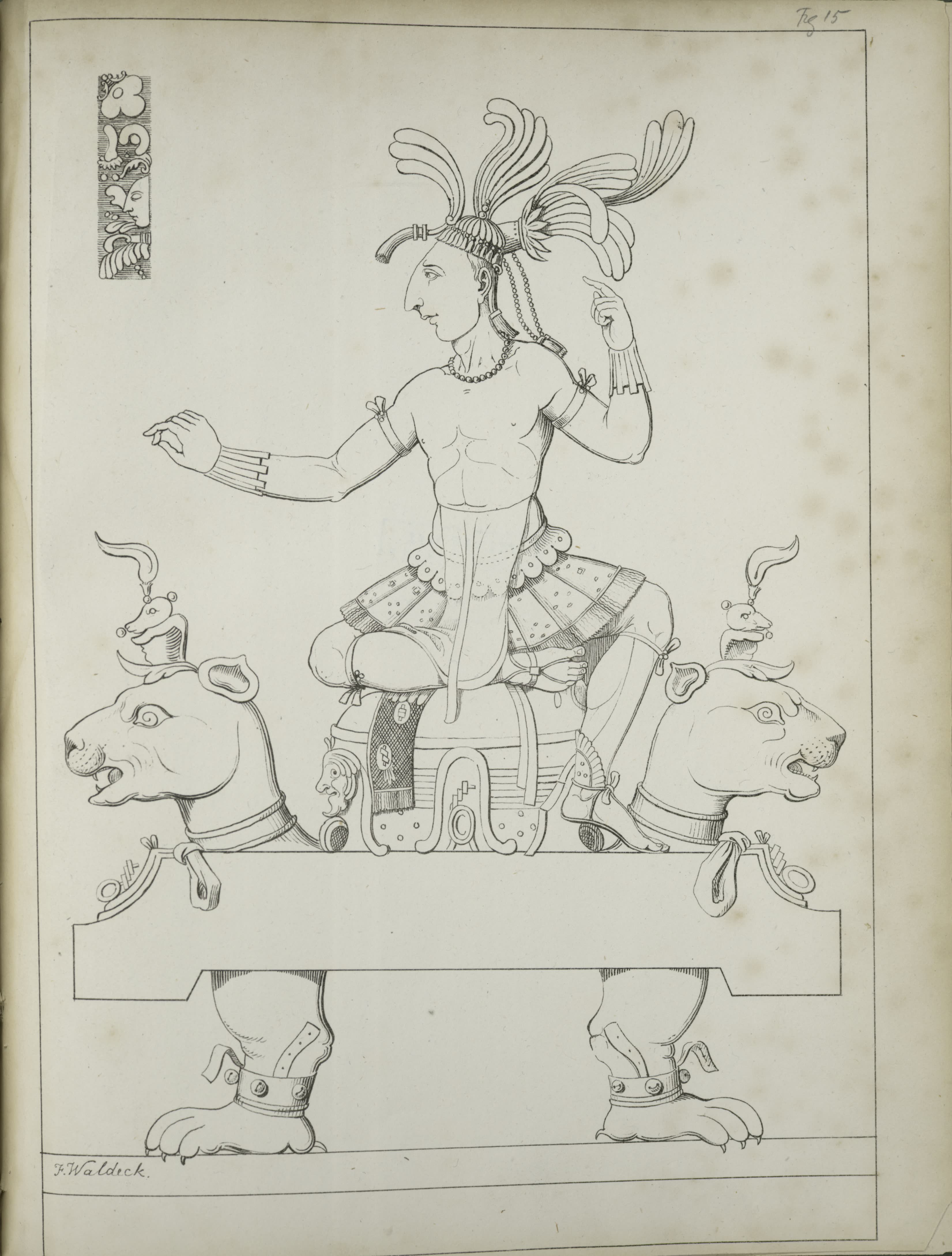 Description of the Ruins of an Ancient City - Figure seated on a bench in the form of an animal (1822)