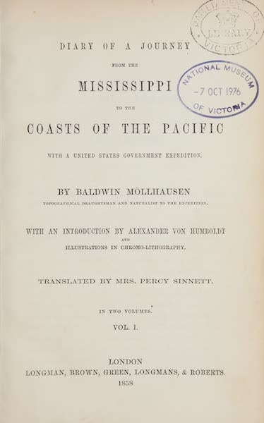 Journey from the Mississippi Vol. 2 - Title Page (1858)