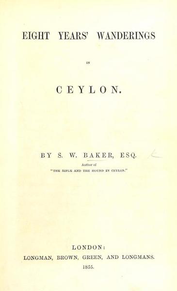 Eight Years' Wanderings in Ceylon - Title Page (1855)
