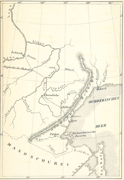 Eine Reise um die Welt von Westen nach Osten durch Sibirien - Map of Far Eastern Asia Including Siberia and Manchuria (1854)