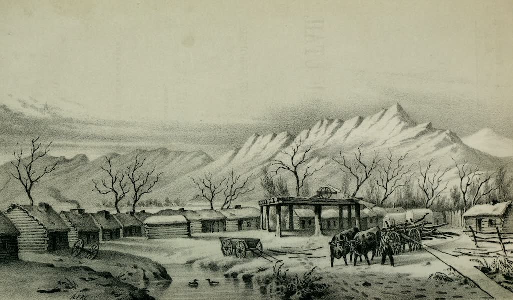 Exploration and Survey of the Valley of the Great Salt Lake of Utah - View of Fort Utah, on the Timpanogos (1852)