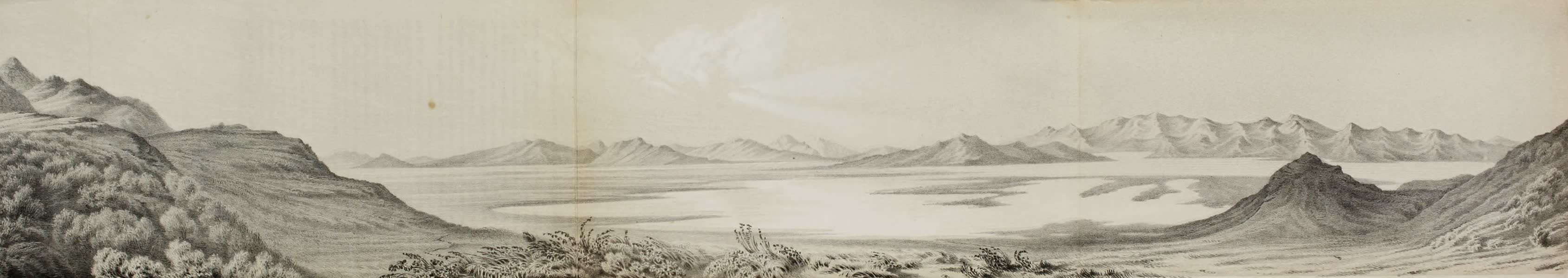 Exploration and Survey of the Valley of the Great Salt Lake of Utah - Panoramic View - Across Bear River Bay - Great Salt Lake (1852)