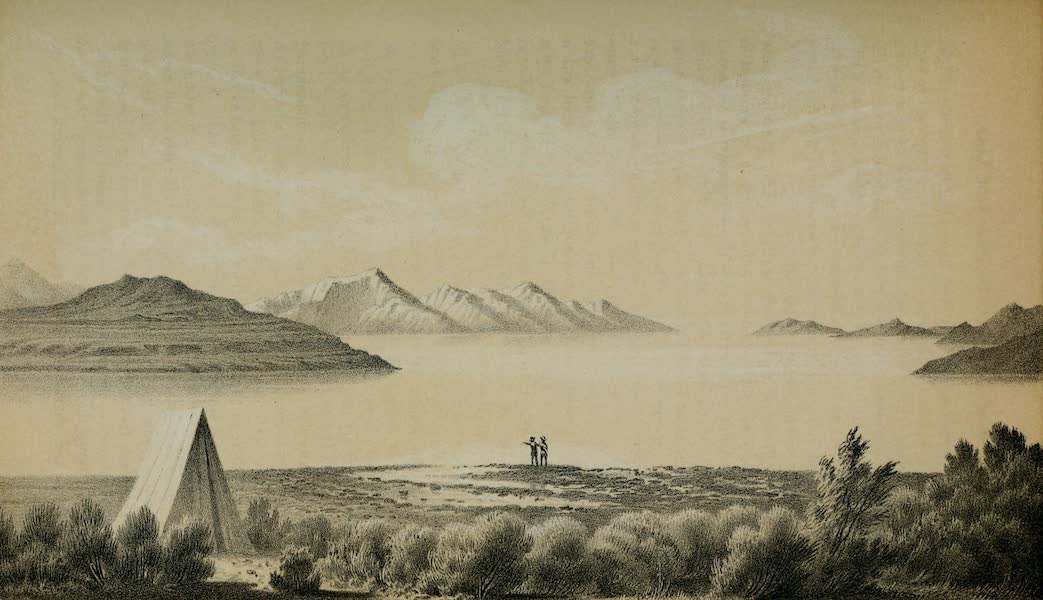 Exploration and Survey of the Valley of the Great Salt Lake of Utah - West End of Fremont Island, and Antelope Island from Alum Bay (1852)