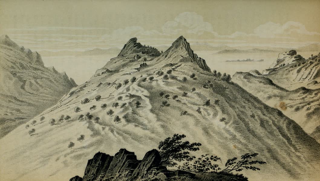 Exploration and Survey of the Valley of the Great Salt Lake of Utah - View looking North-west from Promontory Point (1852)