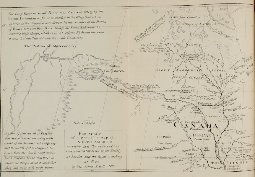 Exploration and Survey of the Valley of the Great Salt Lake of Utah - Baron La Hontan's Map of 