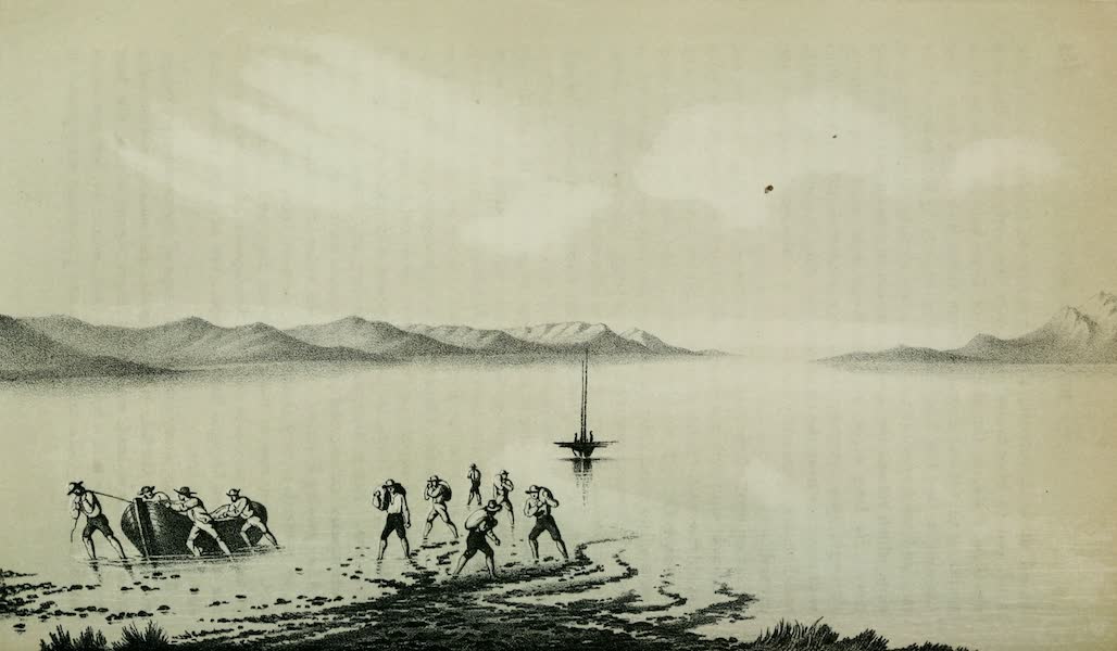 Exploration and Survey of the Valley of the Great Salt Lake of Utah - East End of Fremont's Island and Promontory Range, looking North (1852)
