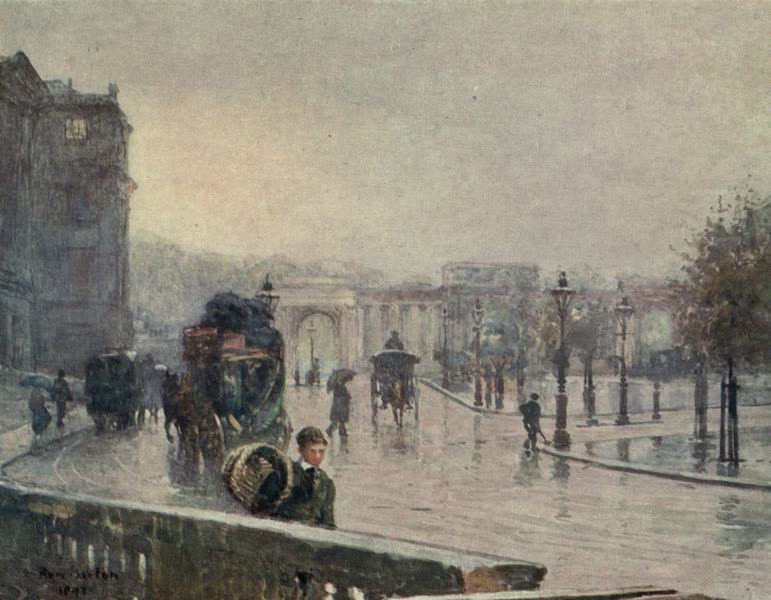 Familiar London Painted by Rose Barton - Hyde Park Corner : Wet Day (1904)