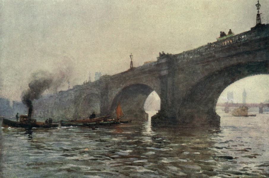 Familiar London Painted by Rose Barton - Waterloo Bridge (1904)