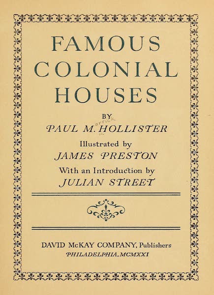 Famous Colonial Houses - Title Page (1921)