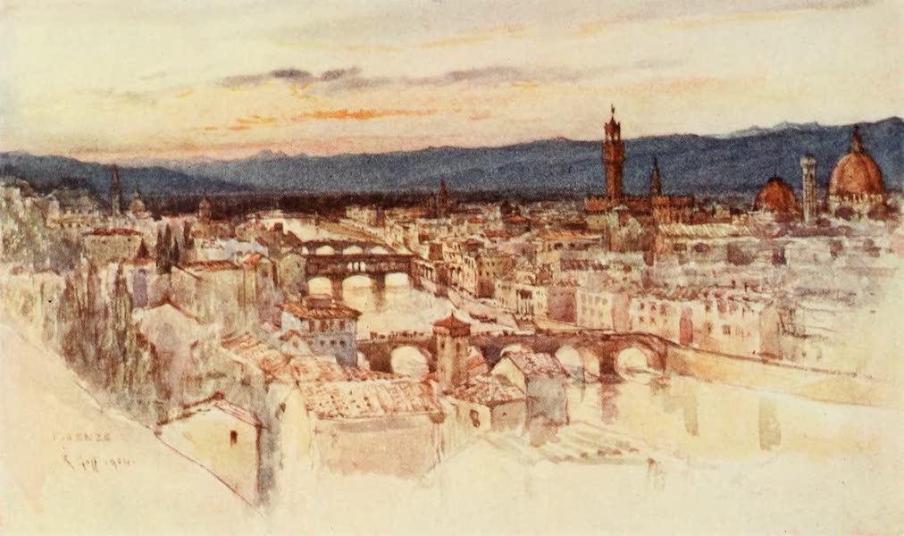 Florence & Some Tuscan Cities Painted and Described - The City of Florence from the Piazzale Michelangelo, San Miniato (1905)
