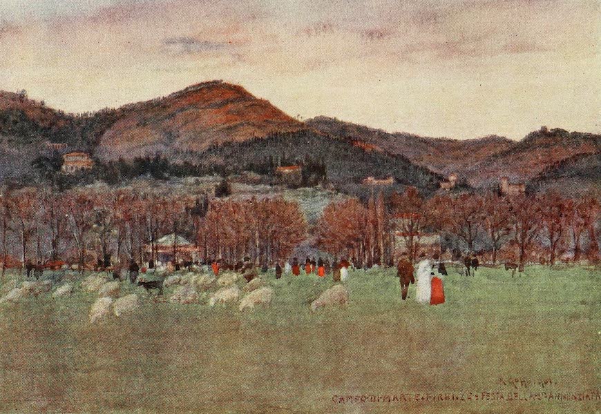 Florence & Some Tuscan Cities Painted and Described - From the " Campo di Marte," Florence, looking towards Fiesole, and Maiano (1905)