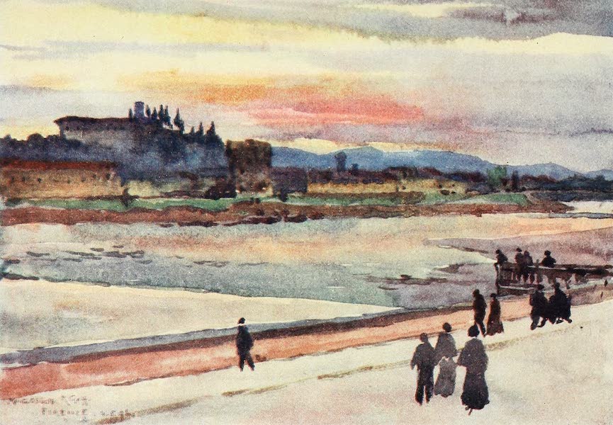 Florence & Some Tuscan Cities Painted and Described - Sunset over Monte Oliveto (1905)