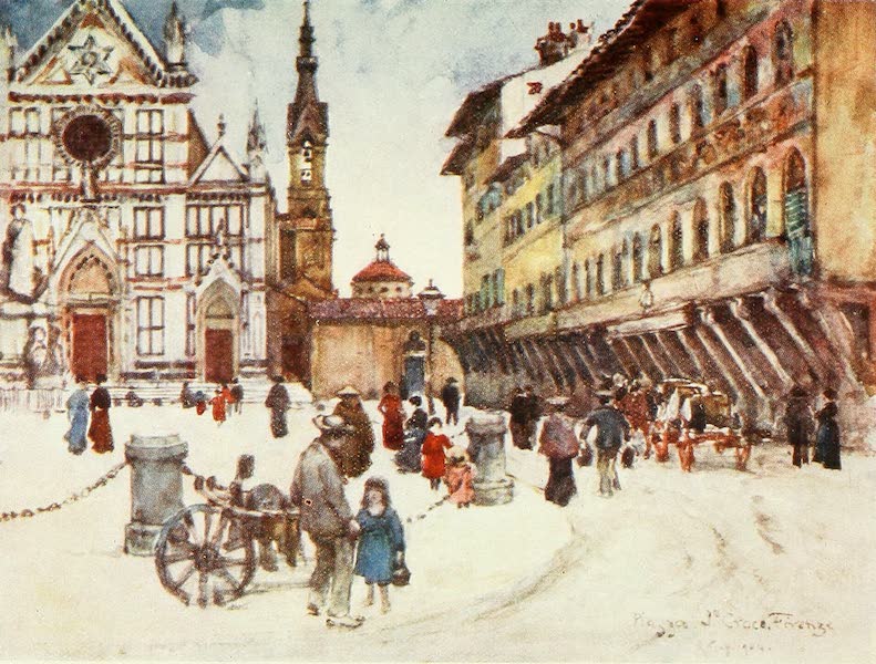 Florence & Some Tuscan Cities Painted and Described - Piazza Santa Croce (1905)