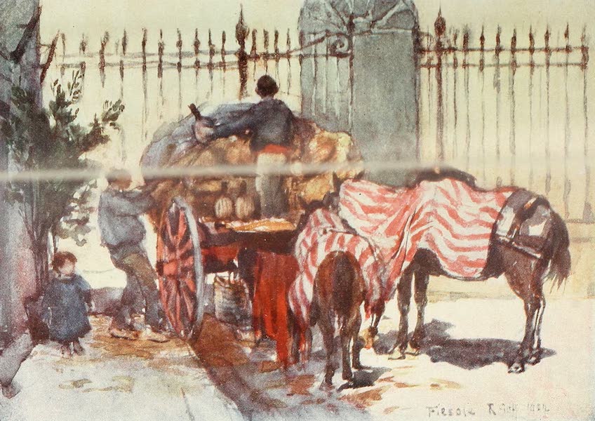 Florence & Some Tuscan Cities Painted and Described - Loading a Cart with Wine-flasks (1905)