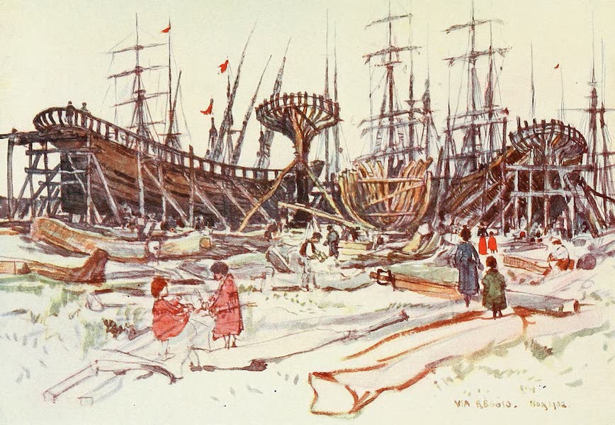 Florence & Some Tuscan Cities Painted and Described - The Ship-building Yard, Viareggio (1905)