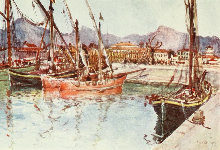 Florence & Some Tuscan Cities Painted and Described - Coasting Vessels in the Harbour at Viareggio (1905)