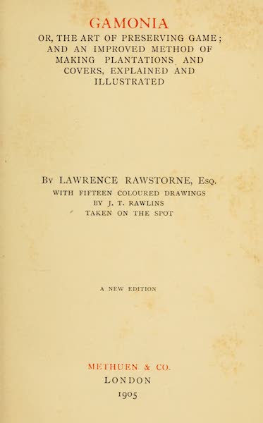 Gamonia; or, The Art of Preserving Game - Title Page (1905)