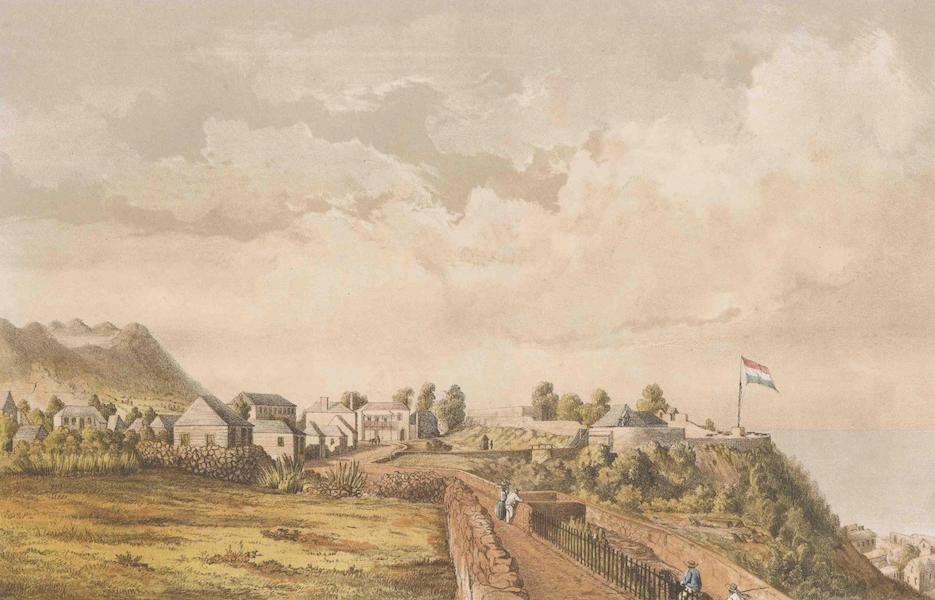 Gezigten uit Neerland's West-Indien - St. Eustatius - Gezigt Op Het Fort Oranje, de Krater, Genomen van de Pastorij (1860)