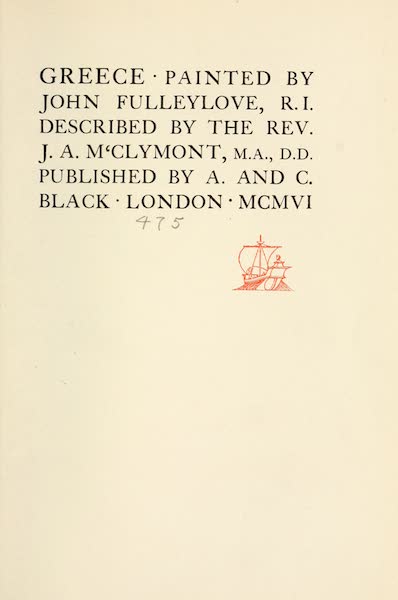 Greece Painted and Described - Title Page (1906)