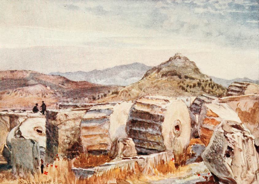 Greece Painted and Described - Mount Pentelikon and Lycabettos from the North-Eastern Angle of the Parthenon (1906)