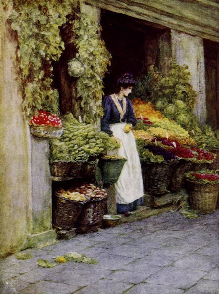 Happy England Painted and Described - A Fruit Stall, Venice (1909)